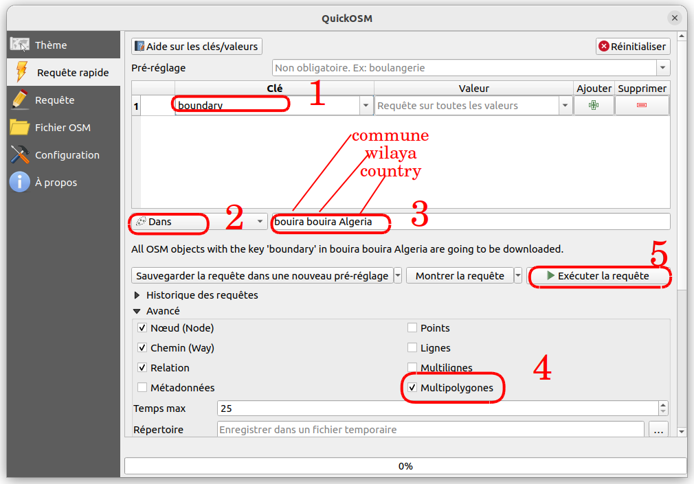 QuickOSM window